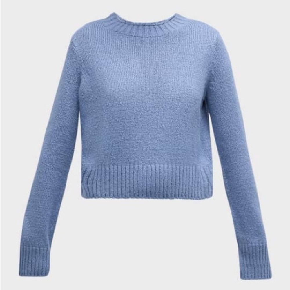Vince plush 100% silk knit crewneck sweater in azure blue, size small!